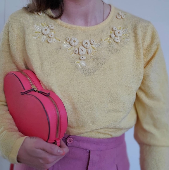 Vintage Yellow Long Sleeve Acrylic Knit - Picture 3 of 7